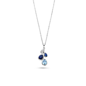 Rosa Di Luca zilver hanger met zirkonia blauw met collier