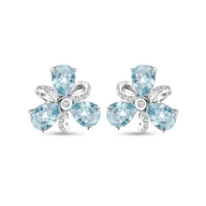 Rosa Di Luca zilver oorbellen met zirkonia blauw/wit